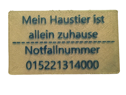 Haustier Notfallkarte